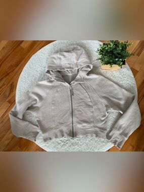 Lululemon Mojave Tan Cropped Scuba Zip-Up Hoodie